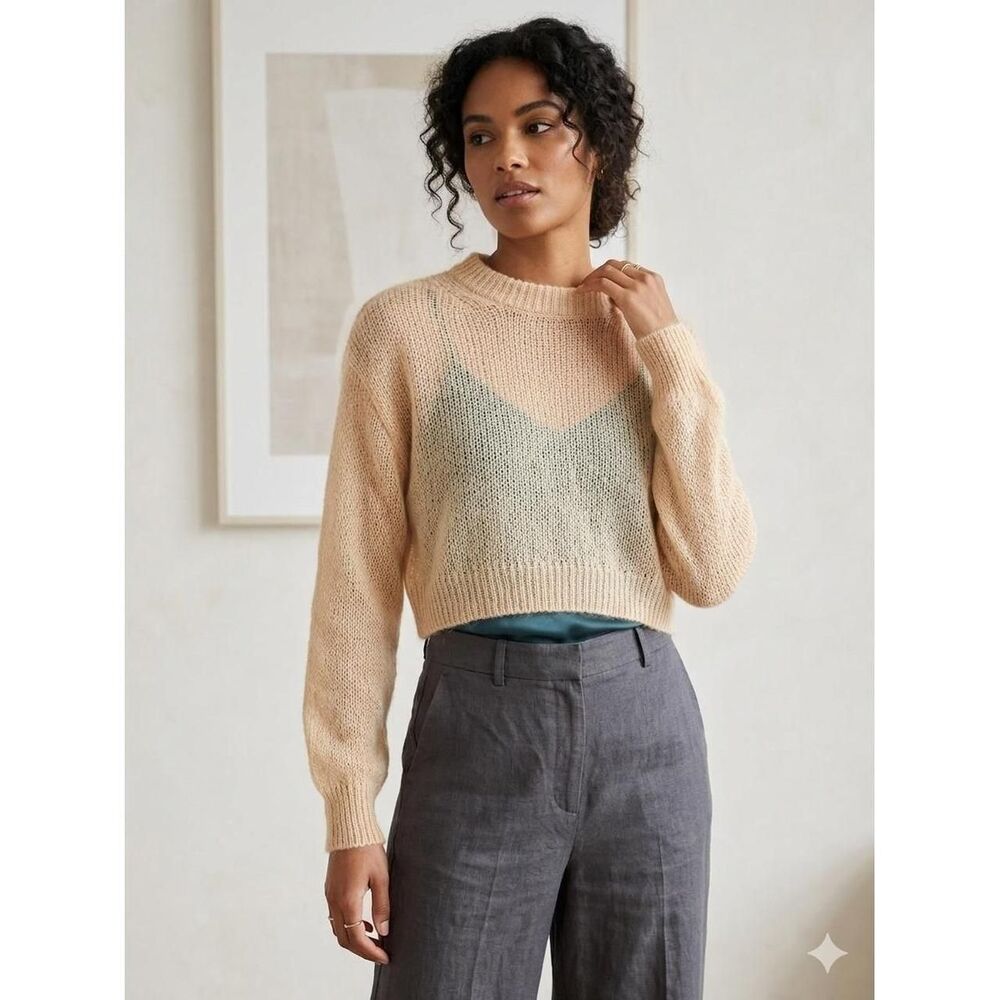 Tna Aritzia Women's Tan Jumper Sweater Lightweight Crop Fit